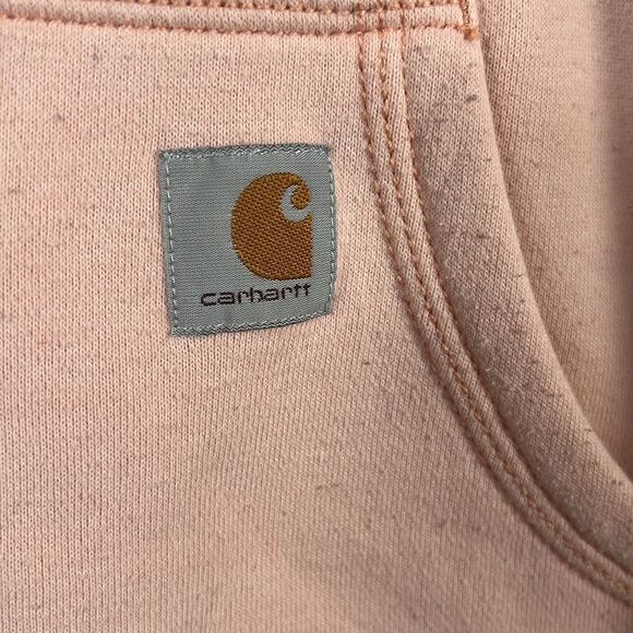 🔥🔥 CARHARTT Light Pink Quarter Zip HOODIE Sweatshirt - Youth Sz L / Women Sz M - Picture 5 of 10